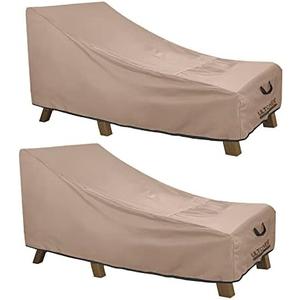 ULTCOVER Waterproof Patio Lounge Chair Cover Heavy Duty Outdoor Chaise Lounge Covers 2 Pack - 68L x 30W x 30H inch, Brown