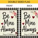Valentines Day Garden Flag 12x18 Inch Double Sided Burlap Flag Be Mine Always Romantic Floral Heart Buffalo Plaid Outdoor Decor for Yard Patio