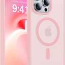 Magnetic for iPhone 13 Pro Max Case, [Compatible with MagSafe][Military-Grade Drop Protection][Anti-Yellowing] Shockproof Translucent Matte Cover for iPhone 13 Pro Max Phone Case,Pink
