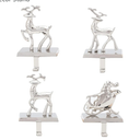 BIRDROCK HOME Reindeer & Santa Claus Stocking Holder Set for Mantle - Set of 4 - Christmas Decorations - Holiday Mantle Fireplace Topper - Decorative Metal Hanger for Stockings - Home Décor Stand