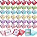 72 Pcs Ring Boxes 1.6 x 1.6 In Hard Cardboard Jewelry Box with Ribbon Bow Small Jewelry Gift Cases for Small Business (Delicate Color)