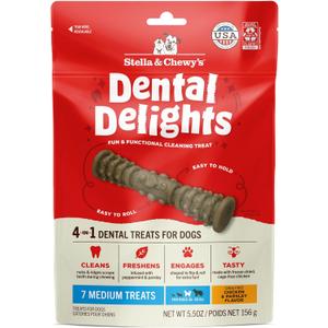 2 x Stella & Chewy's Dental Delights with Freeze-Dried Chicken - Medium Dental Treats for Dogs, 5.5 Ounce Bag (EXP 11/07/25)