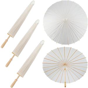 SAYAYA 3 Pieces 33 Inches Large White Paper Umbrellas Parasol Decorative Chinese Japanese Parasol Rainproof Oiled Paper DIY Painting Umbrellas for Wedding Bridal Showers Party Decor (3 PCS)