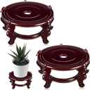 Geetery 2 Pcs 4 to 12 in Wooden Plant Stands Indoor Chinese Oriental Plant Stand for Vase Fishbowl Flower Pot Lamp Redwood Base Vintage Display Rack Decor(6 Inch)