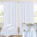 50ftx14FT Wrinkle Free White Backdrop Curtain, 10 Panels 14FT Height White Wedding Backdrop Drapes, Silky Polyester Back Drop Cloth for Birthday Photography Background Party Backdrop Draping
