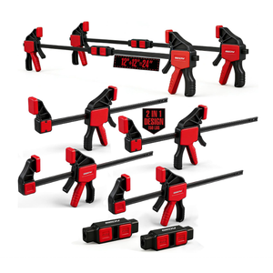 4-Piece 12 Inch Bar Clamps for Woodworking with 2-Piece Clamp Connector, 12" Quick-Release Wood Clamps with 150 LBS Load Limit, Trigger Clamp Set, One-Handed Clamps/Spreader for Woodworking(6 Pack)