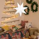 Paper Star Lantern Lampshade Star Light Cover Garland Lantern Pendant Xmas Tree Topper for Christmas New Year Birthday Wedding Home Party Dercor Indoor and Outdoor 17.7 Inch