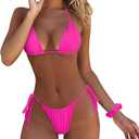 MOSHENGQI Women Sexy Brazilian Bikini 2 Piece Spaghetti Strap Top Thong Swimsuit Bathing Suit, medium