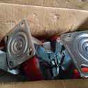 5000 lb Capacity Industrial Caster Wheels with Polyurethane & Cast Iron, Swivel Plate Casters for Platform Trucks, U-Boat Carts, Military Equipment (2 Brake &2 Swivel)