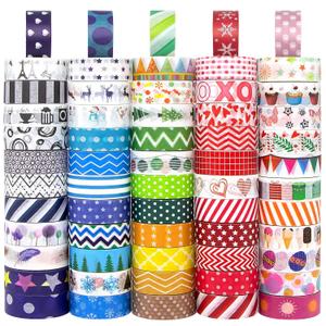 60 Rolls Cute Washi Tape Set, Decorative Colored Tape for Holiday, Washi Tape for Christmas,Scrapbooking Supplies, Bullet Journals, DIY Craft, Gift Wrapping, Planners, 15mm Wide (blue)