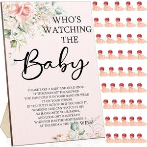 51 Pcs Cool Baby Shower Games Flower Funny Who's Watching The Baby Sign Wooden Game Sign Baby Gift Sets 50 Pcs Tiny Plastic Babies Small Mini Baby Baby Shower Game Prizes for Gender Reveal Party 51 Pcs Cool Baby Shower Games Flower Funny Who's Watching The Baby Sign Wooden Game Sign Baby Gift Sets 50 Pcs Tiny Plastic Babies Small Mini Baby Baby Shower Game Prizes for Gender Reveal Party