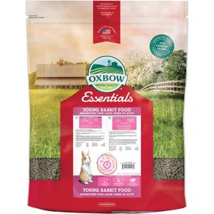 Oxbow Essentials Rabbit Food, Young, Made Alfalfa for Rabbit, Pet Pellets with Vitamins & Minerals, Small Animal Pet Products, Bunny Food, Made in USA, High Fiber, 25 lb. Bulk Bag (25 Pound (Pack of 1))