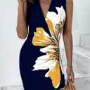 HVT Women's 2025 Summer Halter Neck Floral Print Maxi Dress Wedding Guest Party Sleeveless Bodycon Long Dresses (XL)