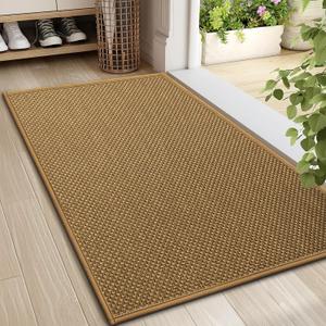 LEKEEPGO Door Mat 24"x36", Non Slip Door Mat Indoor Entrance, Rubber Backing Front Indoor Door mats Washable Absorbent Doormat Low-Profile Entryway Entry Resist Dirt Inside Door Mats, Light Brown