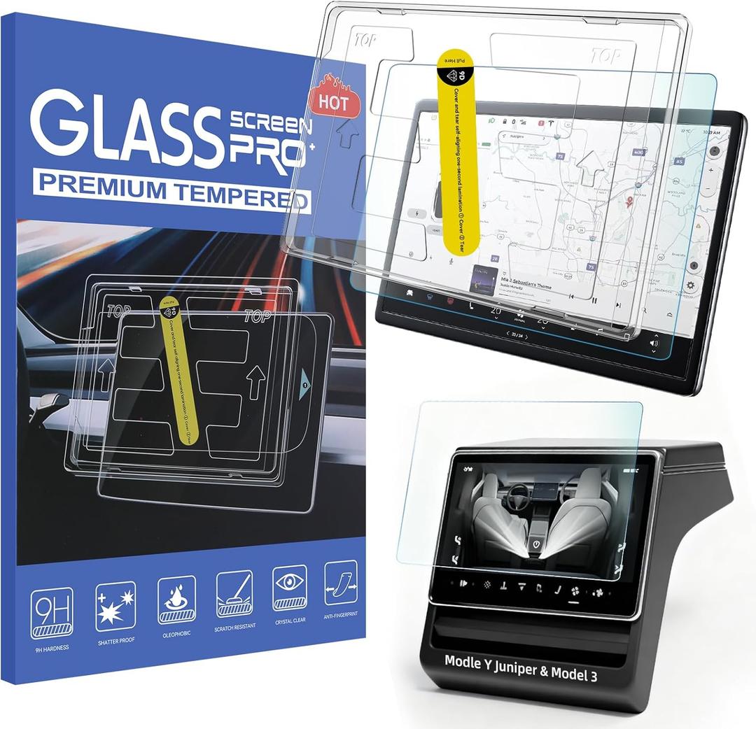 OZPYKAE for Tesla New Model Y Juniper & Model 3 (2024-2026) Highland Screen Protector ,15.4 Inch No Glare & Fingerprint Matte Tempered Glass Protector for Model 3 /New Model Y Juniper Accessories With Installed Kit