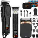 Professional Hair Clipper Set for Men Electric Shaver Razor Cordless Hair Cutting Barber Clippers Beard Trimmer Mens Grooming Kit Gifts for him (Black)