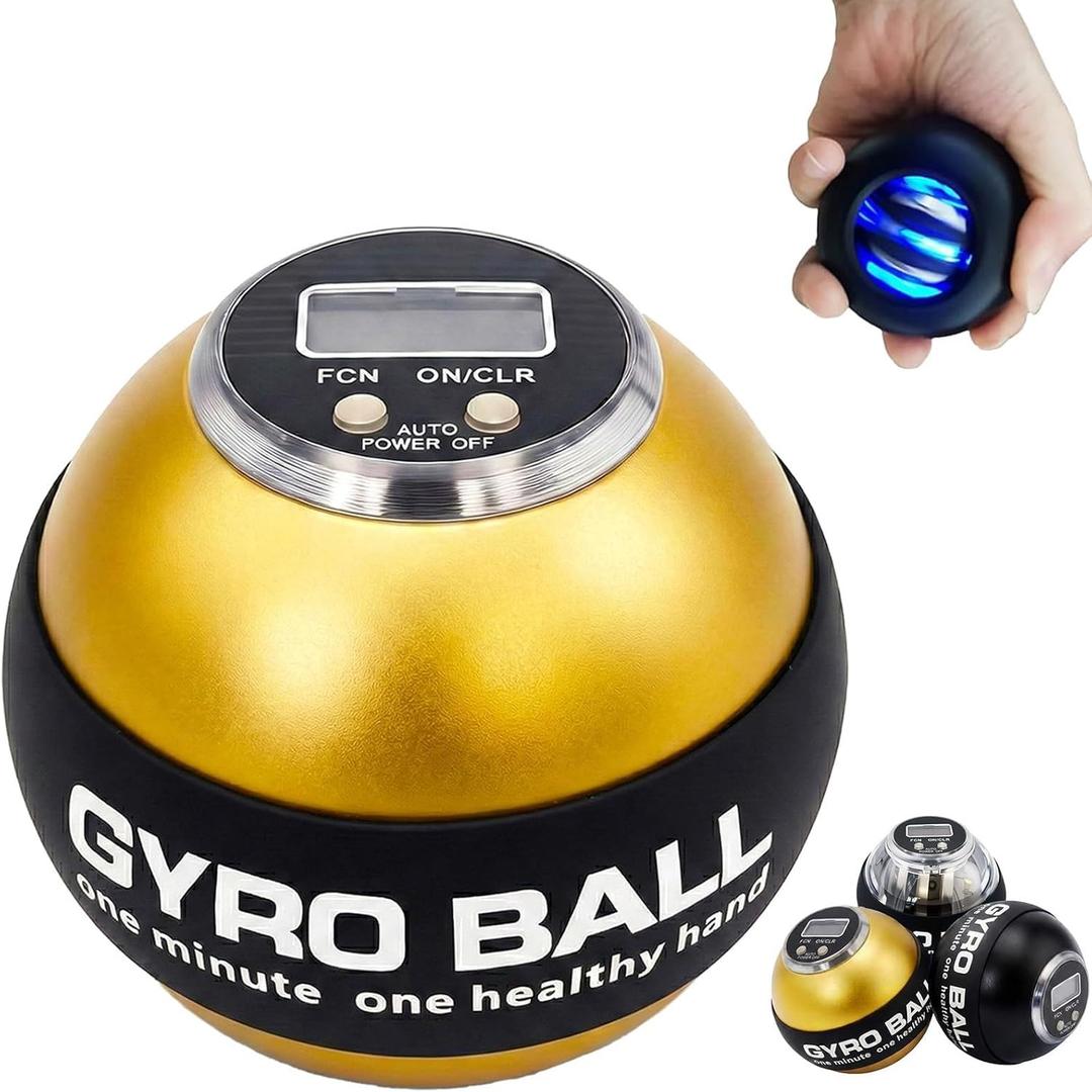 Torque Ball Hand Exerciser with Counter, 2026 Upgraded Metal Wrist Power Gyro Ball, Forearm Strengthener for Grip Strength, Gyroscopic Ball for Athletes, Gamers, Office Stress Relief (Gold)