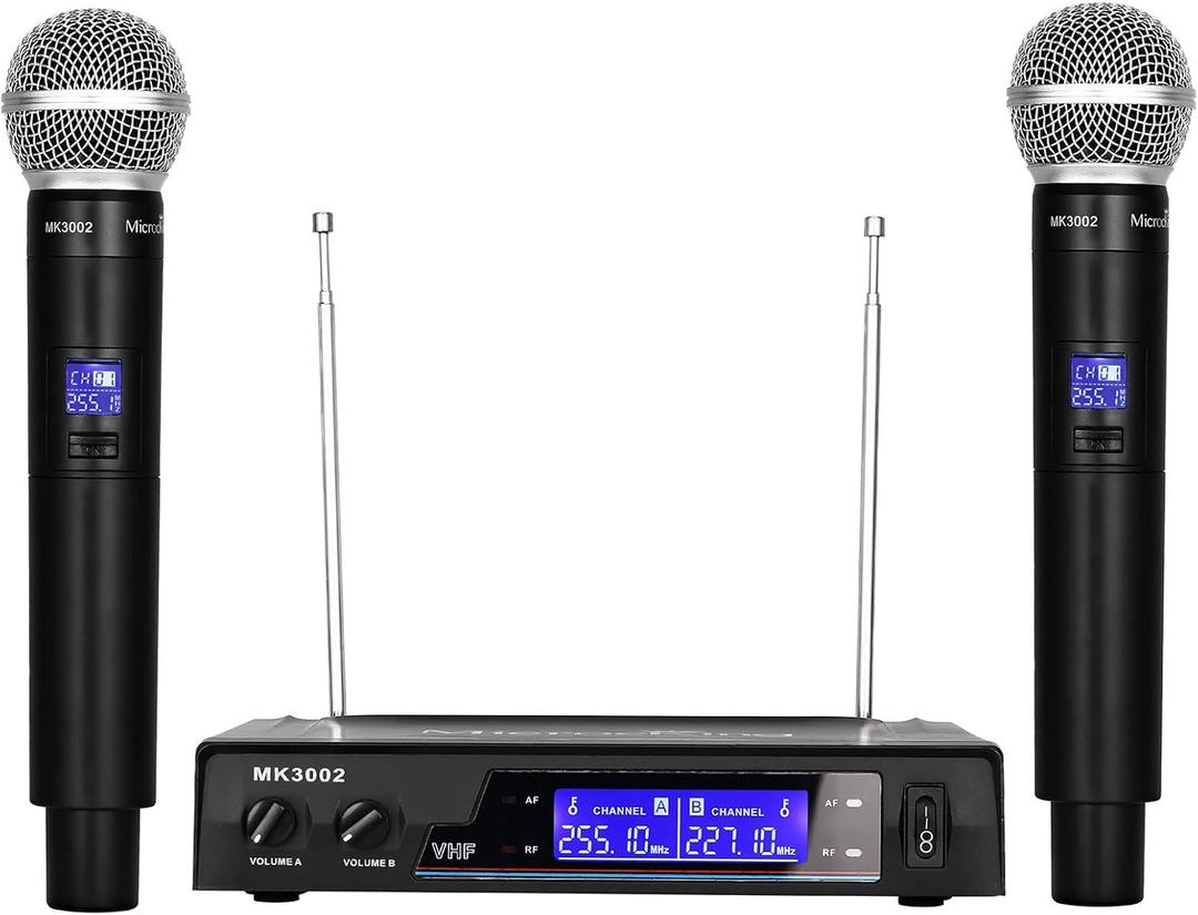 MicrocKing Wireless Microphone System Dynamic Handheld Microphones,150 Ft Operating Range,16 Hours Continuous Use, Ideal for Karaoke, Party, DJ, Church, Wedding, Indoor/Outdoor Activities