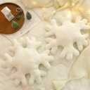 Huwena 2 Pcs 16 Inches Winter Snowflake Throw Pillows Snowflake Shaped Pillow White Winter Decorative Plush Cute Pillow for Christmas Couch Sofa Bed Decoration