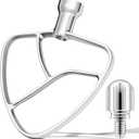 Flat Beater Replacement with Attachment Knob Thumb Screws Fit for Kitchen aid 4.5-5Qt Bowl Paddle Attachment for Tilt-Head Stand Mixers K45B,Stainless Steel Pastry Beater/No Coating/Dishwasher Safe