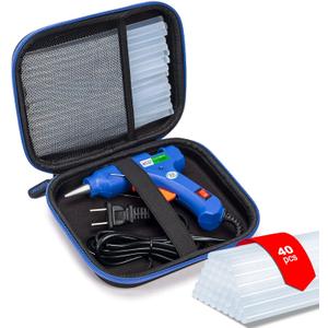 Hot Glue Gun Kit, 40 Glue Sticks for Mini Glue Guns with Hardshell Carrying Case for School Crafts DIY Arts, Quick Home Repairs, Home School Project and Festival Decorations (20W)