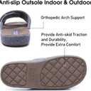 House Slippers for Men Open Toe Adjustable Home Slides with Low Arch Support and Rubber Sole Indoor Outdoor, Size 40