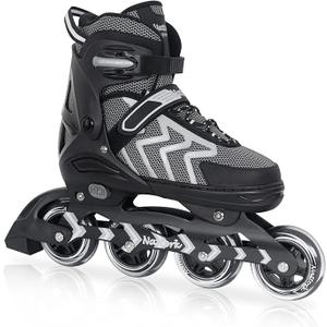 Nattork Adjustable Blades Roller Skates for Adults Women and Men,Outdoor & Indoor Black Inline Skates for Kids,Boys,Beginners, Men Size 9.5 10.5 11 12