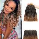 Pre-looped Passion Twist Crochet Hair 14 Inch 8 Packs,Long Shoulder Length Synthetic Spring Kinky Twist Braiding Hair Extensions for Black Women,Easy to Install (14"-8P,T27)