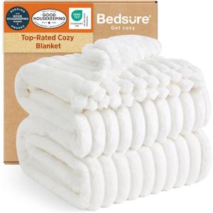 Bedsure GentleSoft King Size Blanket for Bed - Cozy Soft Blankets for Women, Cute Large Bedding Fleece Throws for Girls, Off White, 108x90 Inches