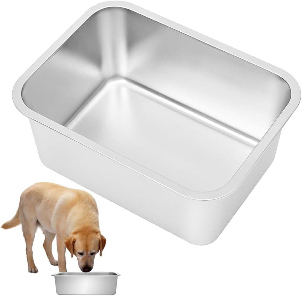 Kichwit 2.5 Gallons Large Dog Bowl Food Grade Stainless Steel Pan, Dishwasher Safe