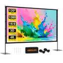 AHOLON Outdoor Projector Screen with Stand - 120 inch Portable Projector Screens Indoor Outdoor Projector Screen 16:9 4K HD Outdoor Movie Screen with Carry Bag, Enioy Home Theater Projection Screen