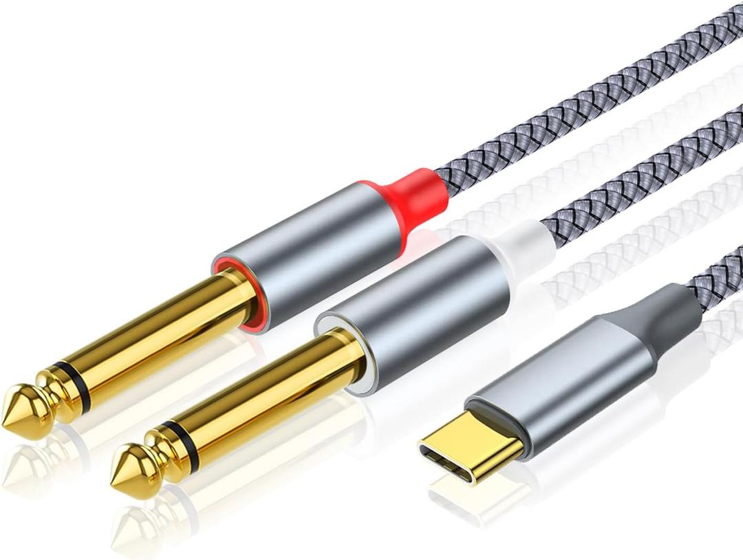 3ft USB C to Dual 6.35mm TRS Stereo Audio Splitter Y-Cable, 4 FT USB Type-C to 1/4" Audio Adapter Aux Jack Stereo Cord, Gold-Plated Connector, Nylon Braided Jacket, DAC Chip 3ft USB C to Dual 6.35mm TRS Stereo Audio Splitter Y-Cable, 4 FT USB Type-C to 1/4" Audio Adapter Aux Jack Stereo Cord, Gold-Plated Connector, Nylon Braided Jacket, DAC Chip