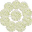 Flojery Silk Hydrangea Heads Artificial Flowers Heads with Stems for Home Wedding Decor,Pack of 10 (Ivory)