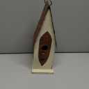 Glitzhome 13.25" H Washed White Distressed Solid Wood Birdhouse Hand Painted Hanging Bird House for Outdoors