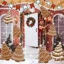 8 Pcs Jumbo Gingerbread Christmas Outdoor Decor Felt Mats-20 Inch Xmas Ornaments for Classroom Home Office Yard Porch Farmhouse Rustic Xmas Tree Wall Decoration (Christmas Tree)