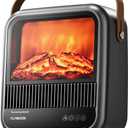 FLYMOON Electric Fireplace Heater, Fireplace Heater with 3D Different Flame Effects, 750/1200W, 7 H Timer, Electric Fireplace Heaters with Overheating & Tip-Over Protection for Office Garage Indoor