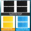 Replacement Aquarium Filter Sponge, Fish Tank Filter Replacement Parts, Including 2 x Coarse Sponge, 2 x Fine Sponge & 4 x Carbonized Sponge