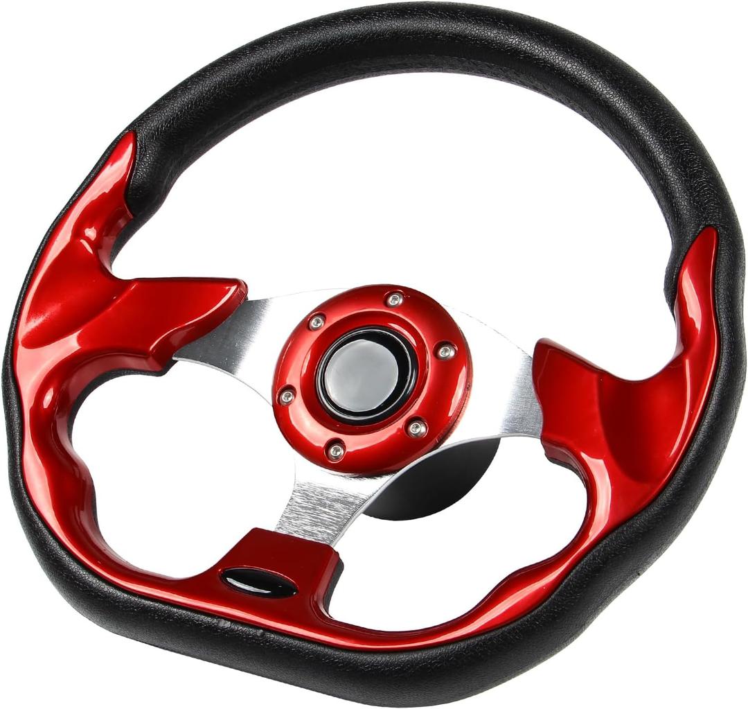 12.5"Marine Boat Steering Wheel with 3/4" Tapered ShaftRust-proof Carbon Fiber Steering Wheel for Most Marine boats,Vessels,Yachts,Pontoons Boat (D shape red)