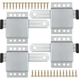 4 Pack Garage Door Side Lock with Self Tapping Screws, Heavy Duty Inside Deadlock Dual Side Lock Part, Galvanized Steel, for Door Security Slide Latch Assembly Replacement, Black PVC Handle Cover