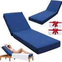 Home Outdoor Chaise Lounge Cushion 72"x21"x6", Waterproof 6" Extra Thickness Lounge Cushion with Removable Cover, Patio Lounge Chair Cushions Set of 2 for Outdoor Furniture, Navy Blue