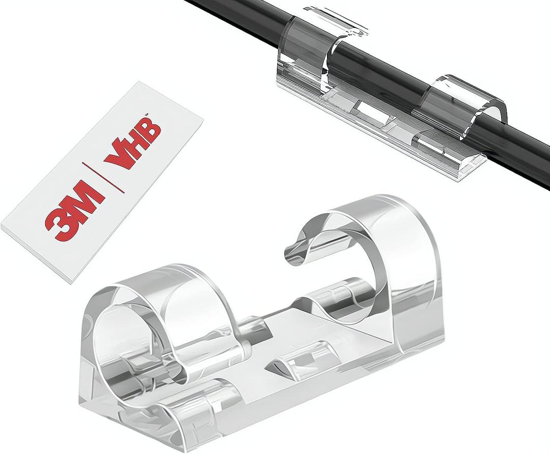 80pcs Adhesive Cable Clips 90 Strips, Finisher Wire Clamp Cord Clips Cable Management Light Clips Cable Organizer Max.1/4" Wire Hider for Cords