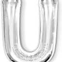 8 x Letter Balloons 40 Inch Large Alphabet A-Z Custom Name Phrase Silver Aluminum Foil Mylar Balloon Letters Reusable Balloon Banner for Birthday Anniversary Baby Shower Party Supplies Decoration