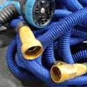 Expandable Garden Hose 150 ft Water Hose with 10 Function Spray Nozzle, Lightweight Flexible Hose with 3/4 Inch Solid Fittings and 4-Layer Latex Core, 150ft Retractable Stretch Hose (Blue)