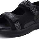 ONCAI Hiking Sandals for Men Arch Support Walking Breathable Mesh Beach Sandalias and Orthopedic Man Recovery Sports Sandles with Adjustable Strap (10.5, Black)