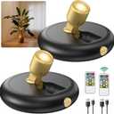 Rechargeable Battery LED Spotlight Indoor: Wireless Mini Art Accent Spot Lights with Timer Remote - Small Dimmable Uplight for Plants Display Painting Dartboard Artwork Portrait Closet (2 Pack, Black)