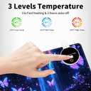 Warm Desk Pad,Heated Desk Pad Mouse Mat Gaming,with 3 Heating Levels & 3 Hours Auto Shut-Off,Leather 31.5" x 13" Foot Warmer Keyboard Office Mat,Glitter Butterfly