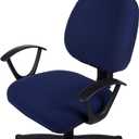 Smiry Stretch Jacquard Office Computer Chair Covers, Removable Washable Universal Desk Rotating Chair Slipcovers Protector, Seat + Backrest Cover, Navy Blue