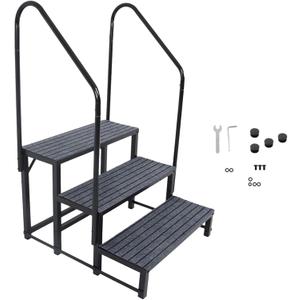 labwork 3 Step RV Steps with 2 Handrails w/Step Mat 660 lbs Load Capacity Spa Steps Outdoor Stairs for 5th Wheel RV Camper Trailer Porch with Non-Slip Mats