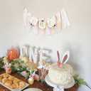 Bunny One High Chair Banner - Some Bunny Is One High Chair Banner, Rabbit Wreath Party Decoration, Easter Bunny 1st Birthday Highchair Banner, Rabbit Themed 1st Birthday Decoration