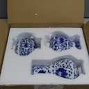 AuldHome Blue and White Porcelain Vases Set of 3, Mini Decorative Bud Vases for Farmhouse, Cottagecore, and Vintage Decor